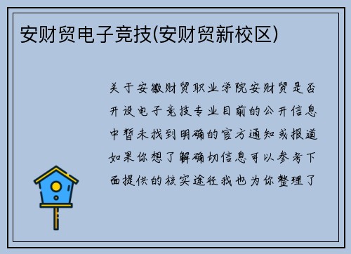安财贸电子竞技(安财贸新校区)